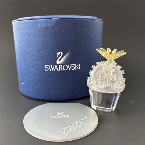 Swarovski Crystal Flowering Cactus Figurine 291549 Vintage Retired 2004 Box